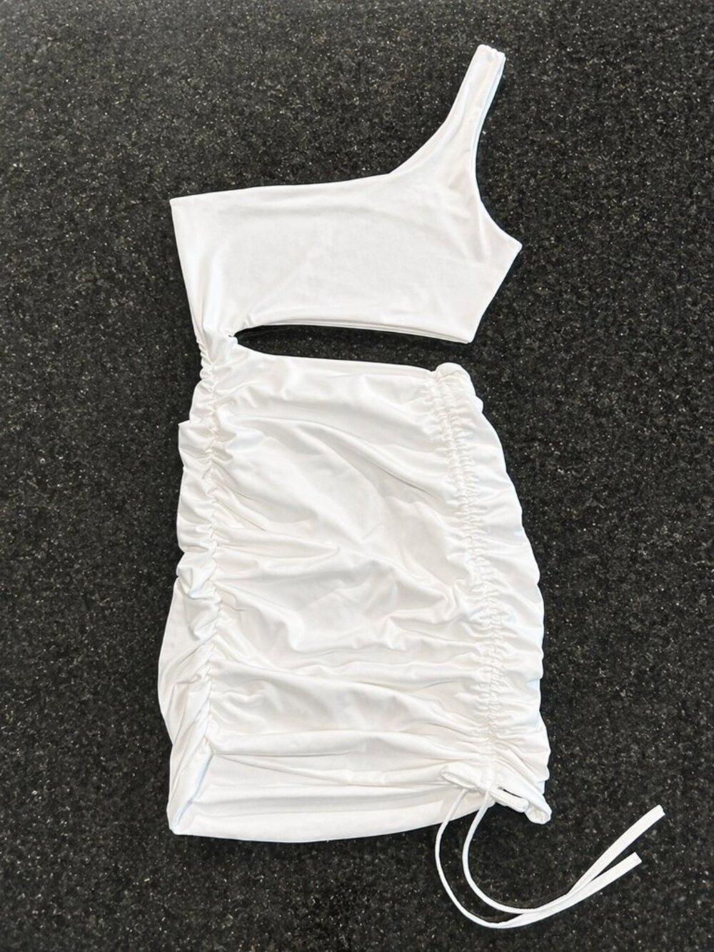 Size Small White One Shoulder Ruched Mini Dress SHEIN Bachelorette Graduation